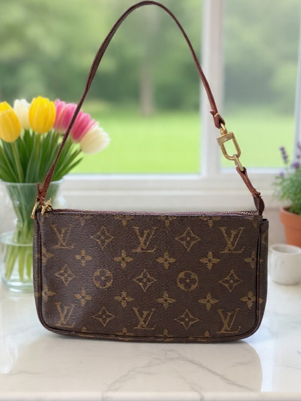 Louis Vuitton Vintage 2000's Brown Monogram Pochette Accessoires Bag ✨️💕
